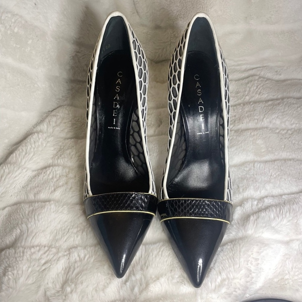 Casadei Black and White Women's Heels sz 9.5 Good Condition.